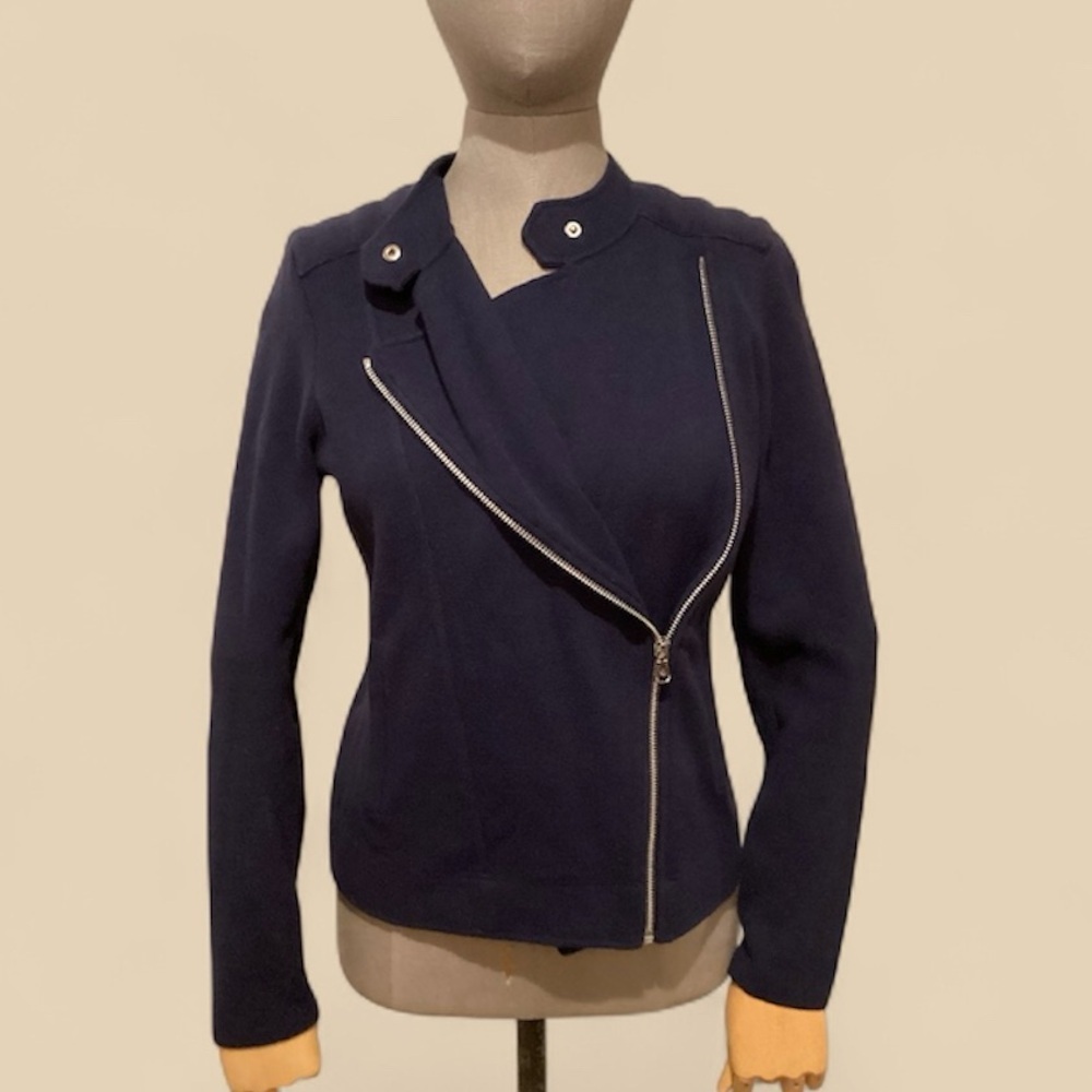 Ralph Lauren 100% cotton moto sweater, navy blue, size medium